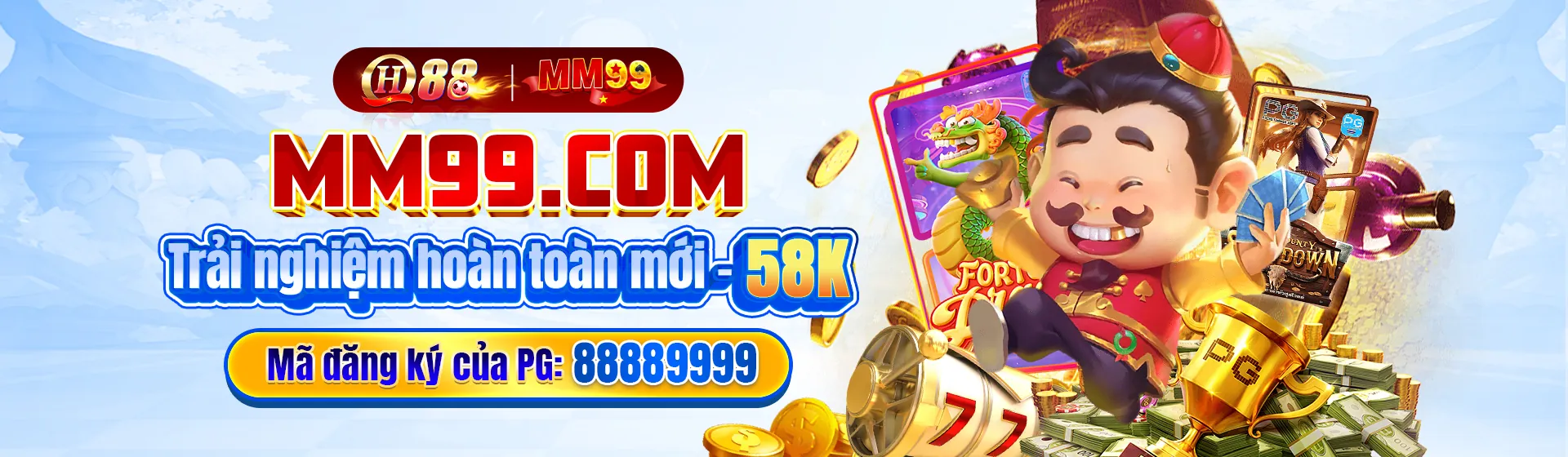 Hình ảnh chính trang đăng nhập M99 Nổ Hũ với chủ đề xanh vàng